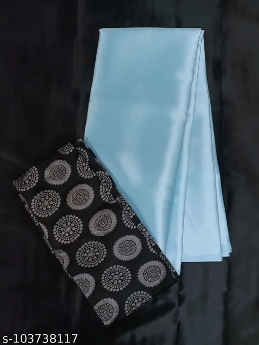 Silk Satin Silk Aqua Blue Embroidered Saree With Blouse