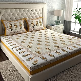 100 %cotton double bed bedsheet with 2 pillow cover