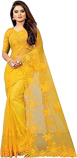 Flower Net sarees with unstiched Blouse pieces With Moti
